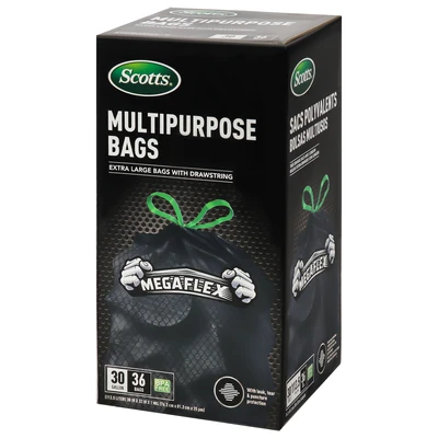 ST-30205, Drawstring Trash Bag Flex 30 Gal 36CT Black - Scotts, 191554302051