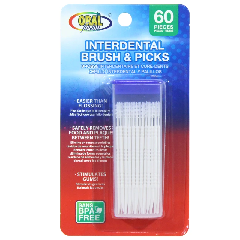 Oral Fusion Interdental Brush & Picks in Plastic Case 60PK