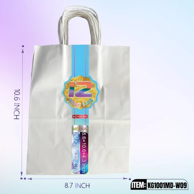 KG1001MD-W09, Kraft Bags MD.White 12/Pk 10.6"x8.6"x4.3", 887258100306