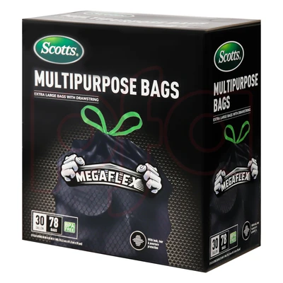 ST-30206, Drawstring Trash Bag Flex 30 Gal 78CT Black - Scotts, 191554302068