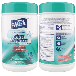 60413, Wish Hand Sanitizing Wipes Can 80CT Fresh, 191554604131