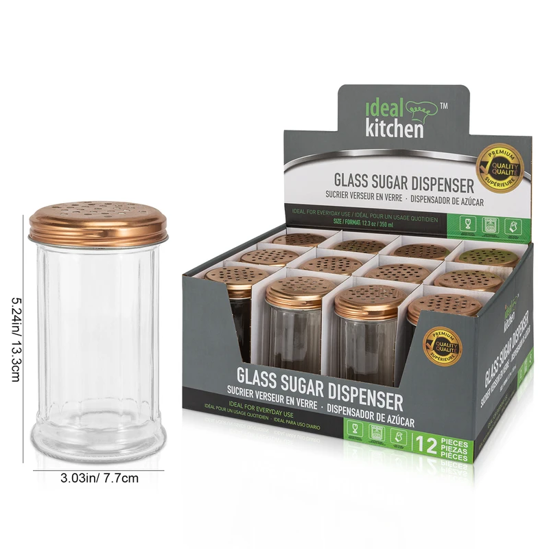 Ideal Kitchen Glass Spice Dispenser 10.8oz Rose Gold