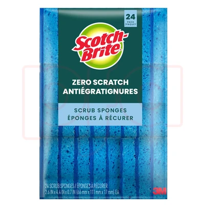SB-ZS24, Scotch Brite Zero Scratch Scrub Sponge 24PK, 068060291103
