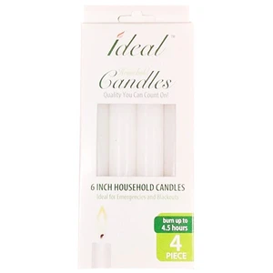 48301, Ideal Taper Candles 6in 4PK, 191554483019