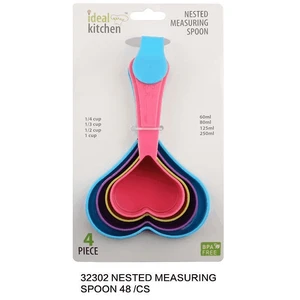 32302, Ideal Kitchen Measuring Spoon Nested 4PK Heart, 191554323025