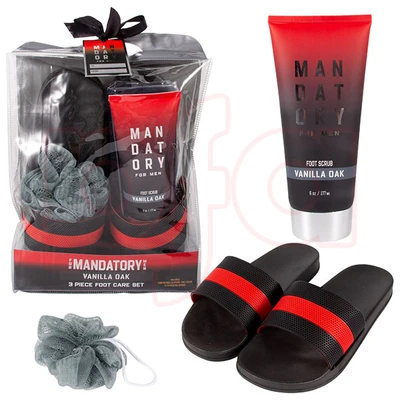 88721, MANDATORY Men's 3pcs Black Red Slipper Set, 191554887213