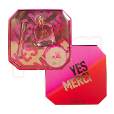 88418, Women's 3pcs Set  YES MERCI 0.51fl.oz+1.7fl.oz EDP 2.9oz Body Cream, 191554884182