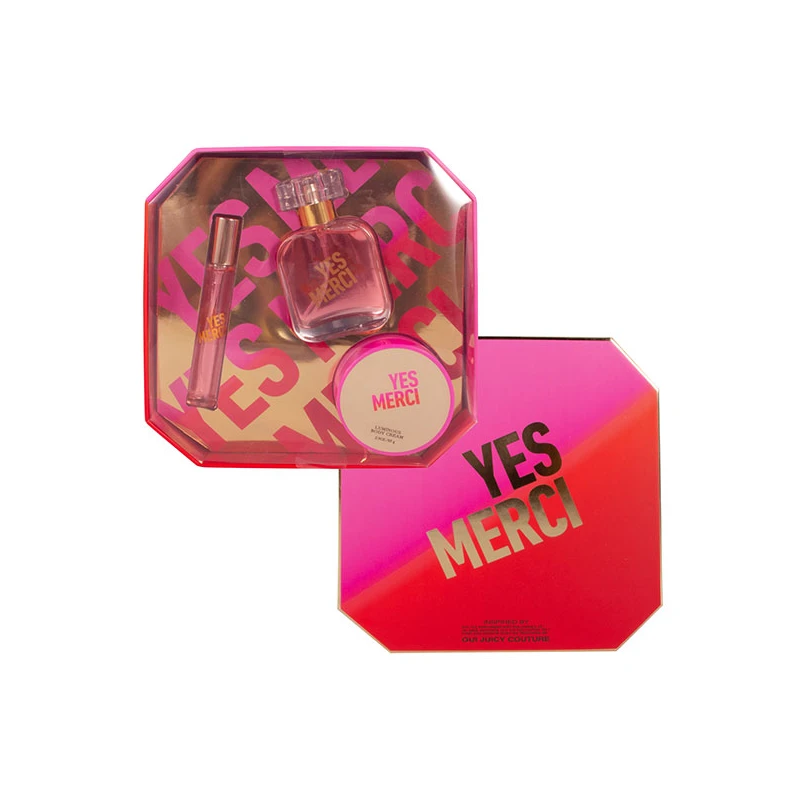 Women's 3pcs Set YES MERCI 15ml/0.51fl.oz+50ml/1.7fl.oz EDP 80g/2.9oz Body Cream