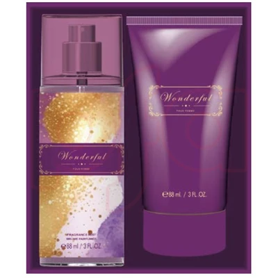 88987, Women's 2pcs Gift Set  WONDERFUL 3fl.oz Body Mist 3fl.oz Body Lotion, 19155488987