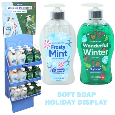 SS-PDQ-H, Softsoap 11.25oz Hand Soap Holiday PDQ Pine Scent & Peppermint Scent, 827854003700