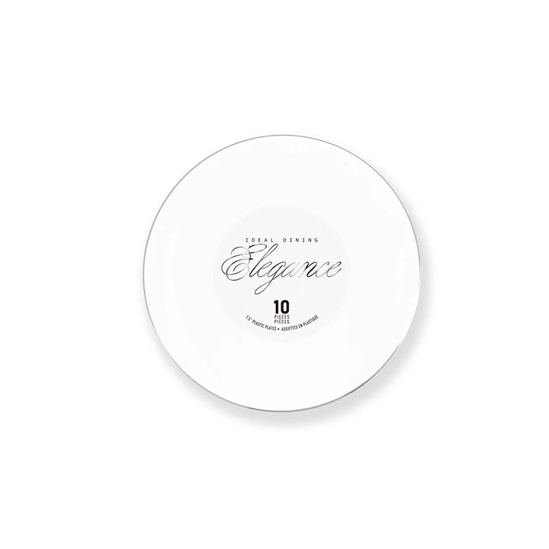 Elegance Plate 7.5" White + Rim Stamp Silver