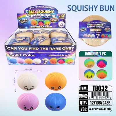 TB032, Ralex Squishy Dumplings Solid Surprise Rainbow 3.35", 887258010322