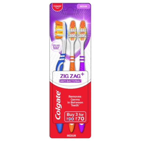 Colgate Toothbrush Zig Zag 3PK AntiBacterial Oral Care