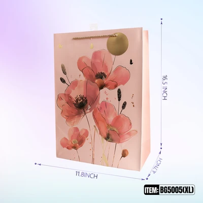 BG5005-XL, General Gift Bags XL.Assorted x4  11.8"x4.7"x16.5", 887257150135