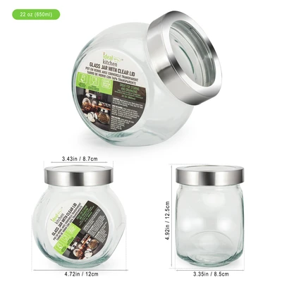 33177, Ideal Kitchen Glass Jar with Clear Lid 21.98oz 1pk, 191554331778