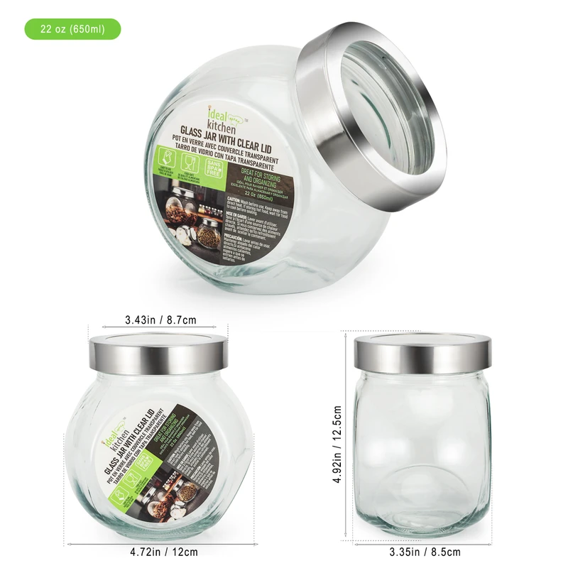 Ideal Kitchen Glass Jar with Clear Lid 21.98oz 1pk