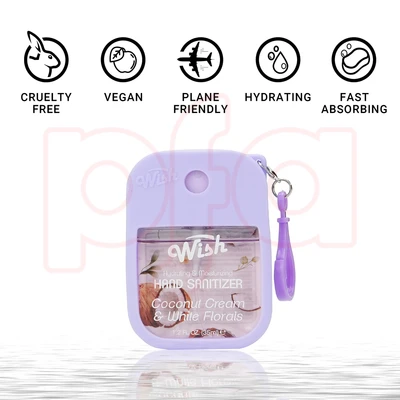 60395, Wish 4pcs Mix Bundle Hand Sanitizer Spray 1.2 oz w/ Silicone Case,Salted Caramel/Coconut Cream/Dragonfruit/Golden Citrus, 191554603950