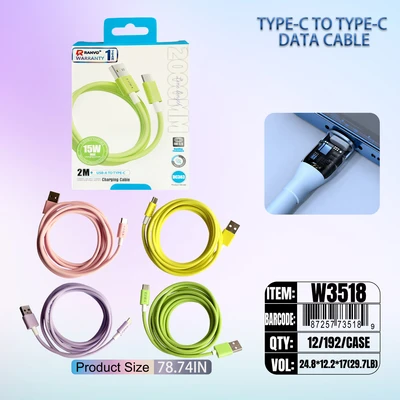 W3518, FAST CHARGING DATA CABLE 2M 60W C-C, 6918033875899
