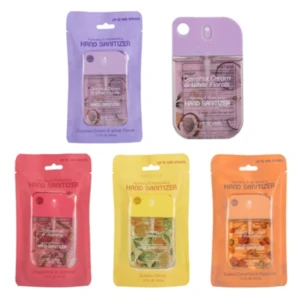 OL60386, 1.5 oz Hand Sanitizer Spray , (4 scent) Coconut Cream/Dragonfruit/Golden Citrus/Salted Caramel — Wish, 191554603868