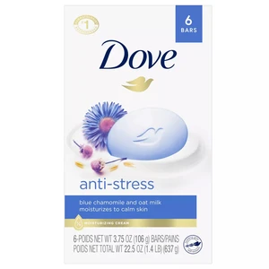 DS6-AS, Dove Soap USA 3.75oz 6-Pack Anti-Stress Blue Chamomile #03358, 011111033580