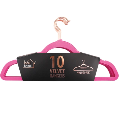 45005, Ideal Home Velvet Hanger 10PK Pink Rose Gold, 191554450059