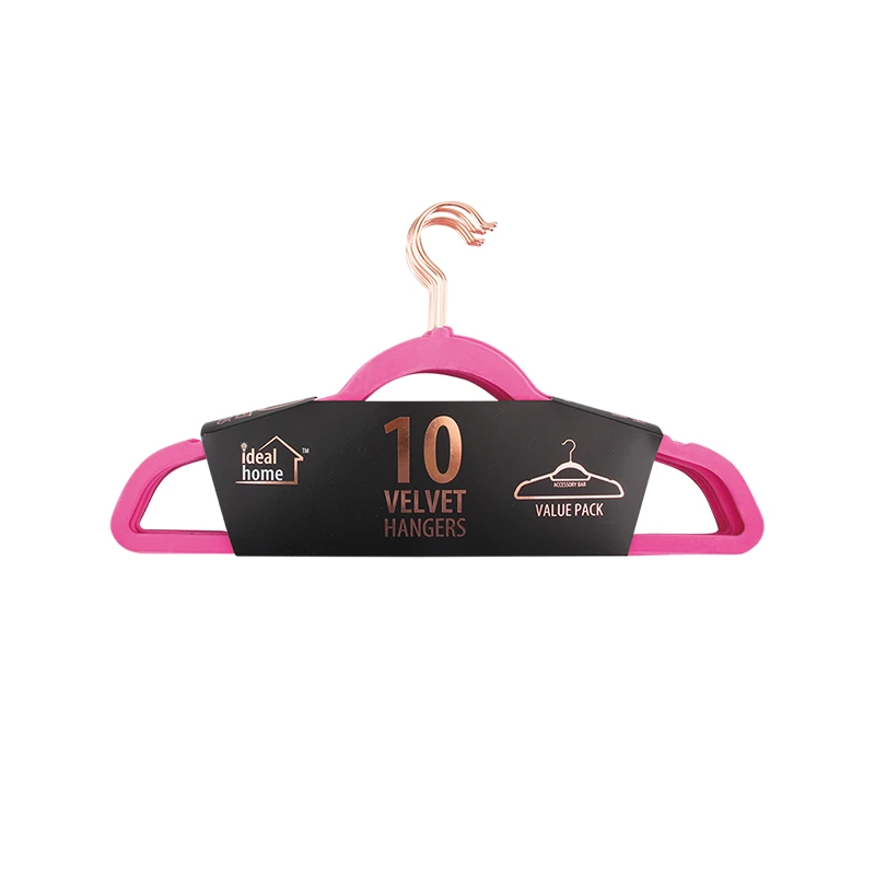 Ideal Home Velvet Hanger 10PK Pink Rose Gold