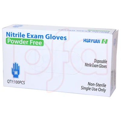 HY-M100, Huanyuan Nitrile Exam Gloves Blue 100CT Size: Medium, 6973082130160