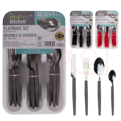 56397, Ideal Kitchen 32PK FLATWARE SET WITH ORGANIZER, 191554563971