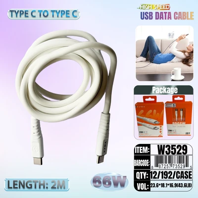 W3529, FAST CHARGING DATA CABLE 2M 60W C-C, 6918033879750