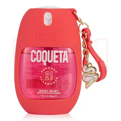 89238, Miami Mami Fragrance Body Mist 1.7oz w/ Charm Silicone Holder Coqueta, 191554892385