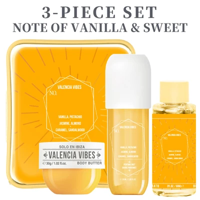 89497, Women's 3 Pcs Bag Set 3.4 oz Body Mist 2 oz Bubble Bath 1.02 oz Body Butter Valencia Vibes 32 - Solo En lbiza, 191544894979