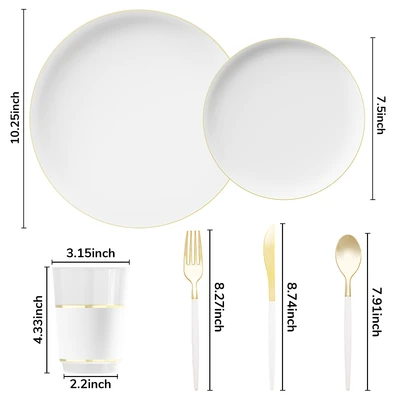 OL36451, Elegance Party Party Dinnerware Set 140pc – White/Gold