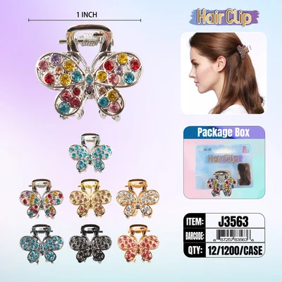 J3563, Hair Clip 1″ Inch with Diamond Assorted, 887257835636