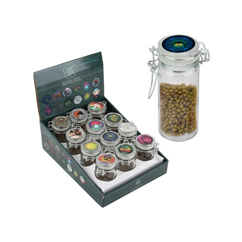 Lucky Stash Glass Jar Air Tight 120ml Printed