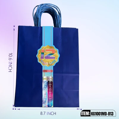 KG1001MD-B13, Kraft Bags MD. Royal Blue 12/Pk 10.6"x8.6"x4.3", 887258100344