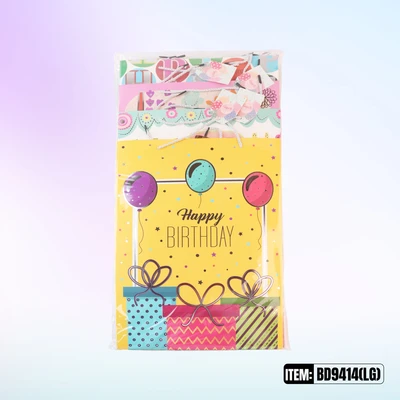 BD9414-LG, Birthday Gift Bags LG x4 Assted. 10.2"x3.9"x12.6", 887257130311