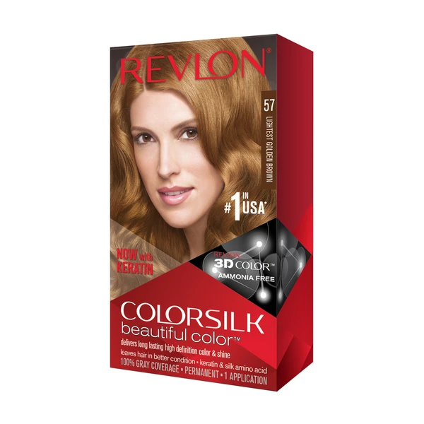 CS57, Revlon ColorSilk Hair Color #57 Lightest Golden Brown, 309978456575