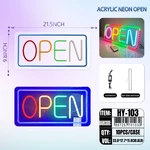 HY-103, LED NEON ACRYLIC OPEN SIGN 21.5"x9.8" (55cm*25cm), 887257701030