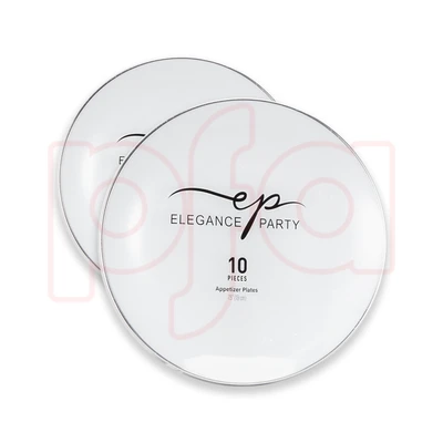 36249, EP Curve 10PK 7.5" Dinner Plate White+Silver, 191554362499