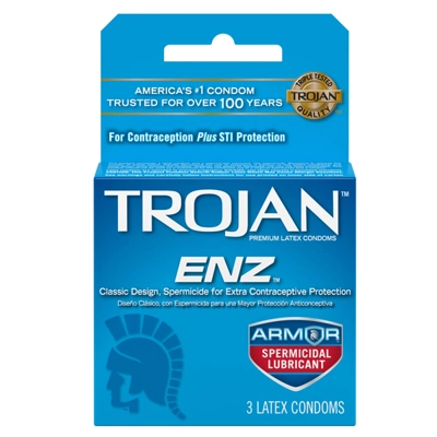 TROJ3-ENZSPER, Trojan Condoms 3 Count ENZ Spermacide