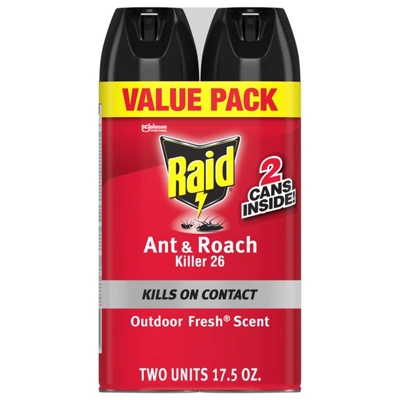 R17OF-2, Raid Ant & Roach Spray 17.5oz Outdoor Fresh 2pk, 046500216138