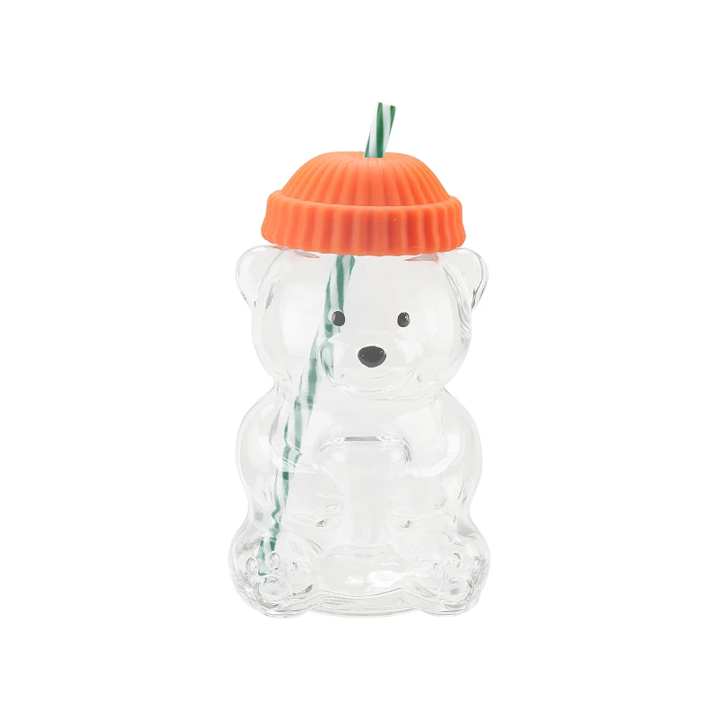 Splash Bear Mason Jar Glass with Orange Cap 580ml