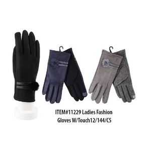 11229, Thermaxxx Ladies Fashion Suede Gloves w/ Touch Stripe Small Fur, 191554112292