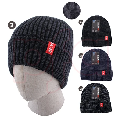 10057, Thermaxxx Men Winter Knit Hat w/ Fur Lining, 191554100572