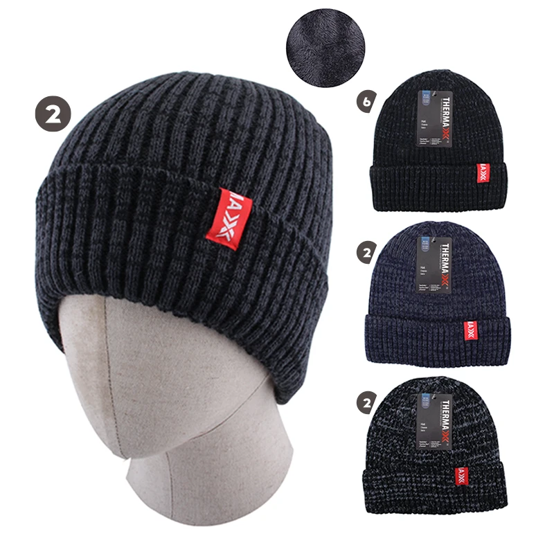 Insulated Men Winter Knit Hat w/ Fur Lining