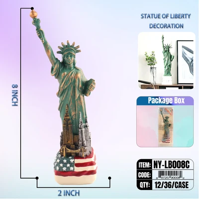 NY-LB008C, SATUTE OF LIBERTY COPPER Flag color (8"), 887257900082