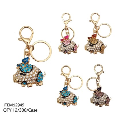J2949, KEY CHAIN CRYSTAL PIG, 887257829499