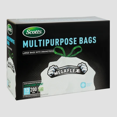 ST-30204, Drawstring Trash Bag Flex 13 Gal 200CT White Lemon - Scotts, 191554302044