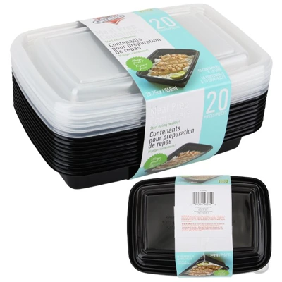 56042-12, Fresh Guard Plastic Bento Meal Prep Container 20PK 850ml, 191554560420