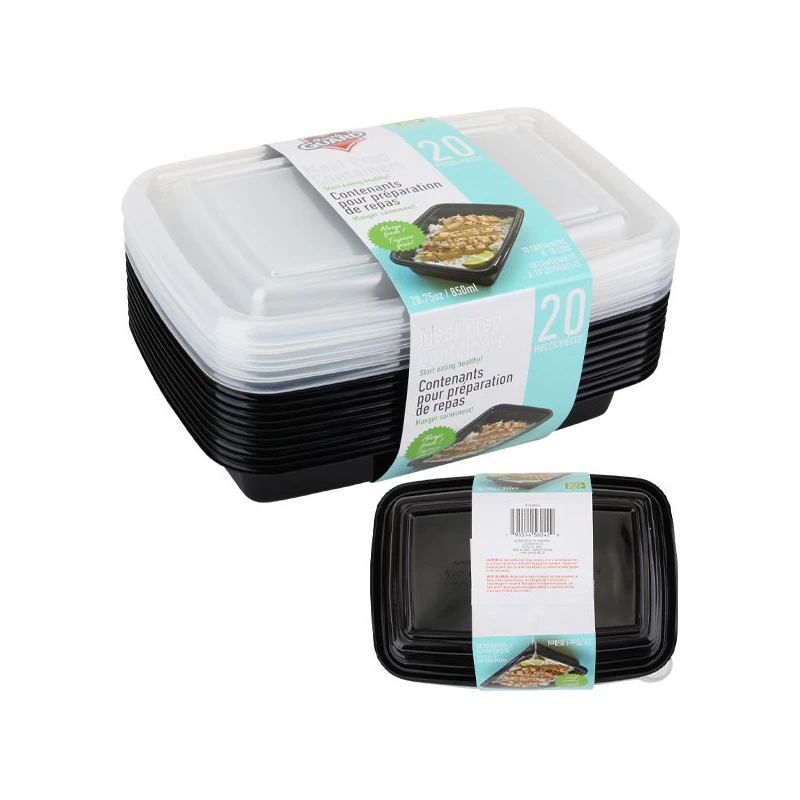 Fresh Guard Plastic Bento Meal Prep Container 20PK 850ml